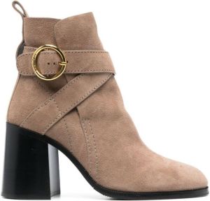 See by Chloé 85mm slip-on suede boots Neutrals