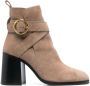 See by Chloé 85mm slip-on suede boots Neutrals - Thumbnail 1