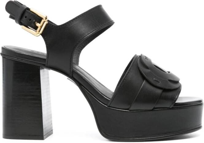 See by Chloé appliqué-detail leather platform sandals Black