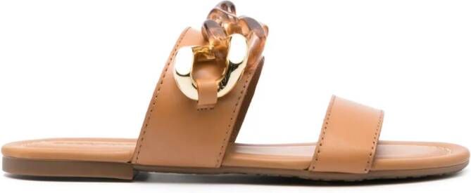 See by Chloé chain-detail leather sandals Brown