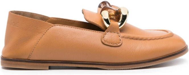 See by Chloé chain-link leather loafers Brown