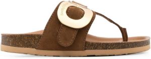 See by Chloé Channy buckled leather flip flops Brown