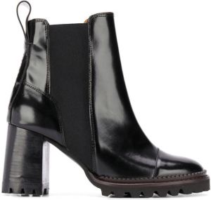 See by Chloé chunky slip-on leather boots Black