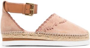 See by Chloé embroidered platform suede espadrilles Brown