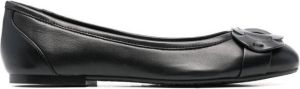 See by Chloé engraved-logo detail ballerina shoes Black