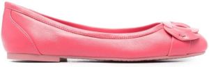 See by Chloé engraved-logo detail ballerina shoes Pink