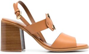 See by Chloé engraved-logo detail sandals Brown