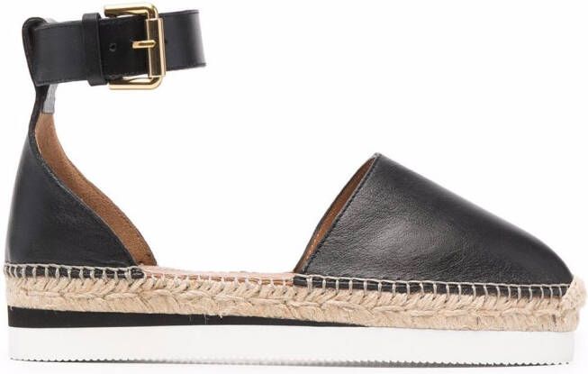 See by Chloé Glyn leather flat espadrilles Black