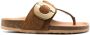 See by Chloé gold-tone plaque suede slides Neutrals - Thumbnail 1