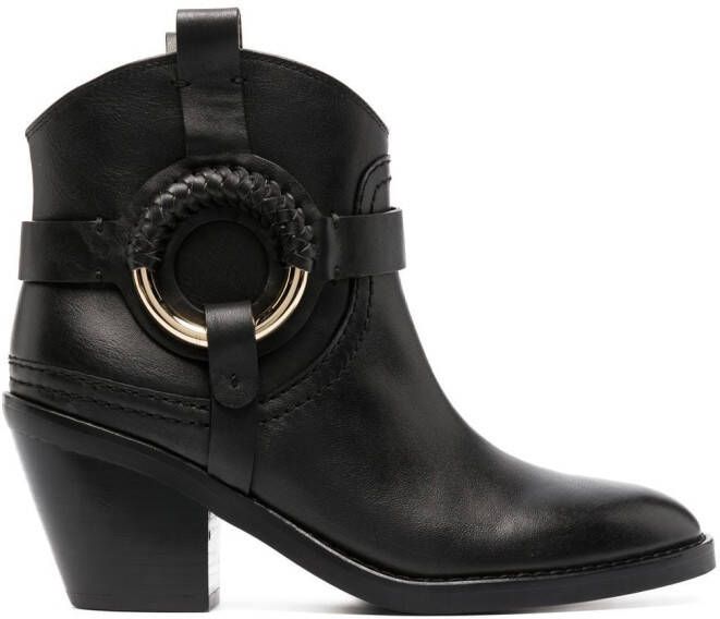 See by Chloé Hana 70mm buckle leather boots Black