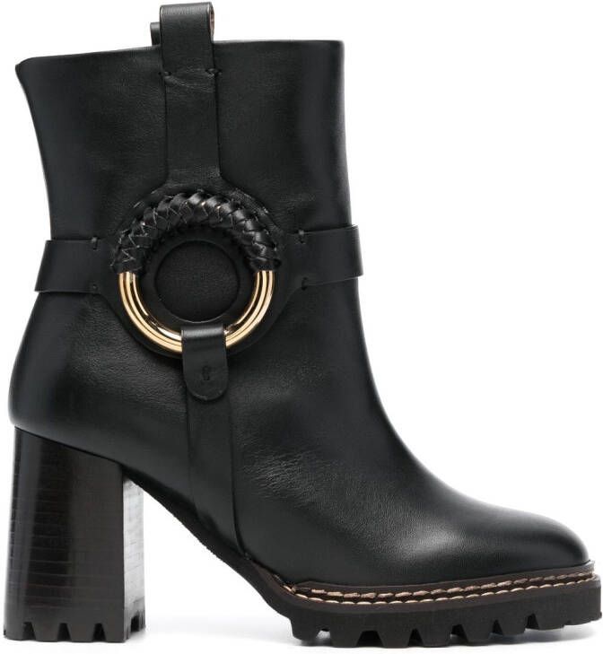 See by Chloé Hana 80mm round-toe boots Black