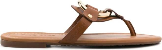 See by Chloé Hana ring-detail leather slides Brown