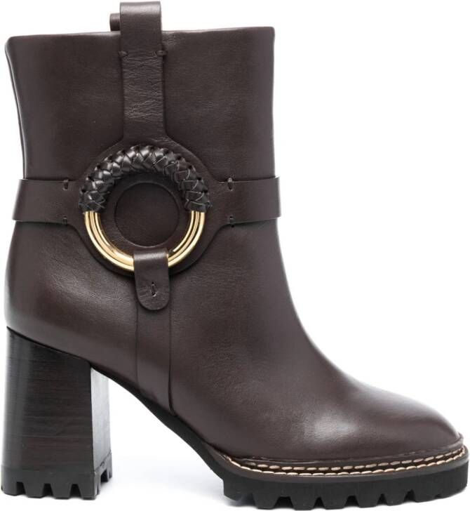 See by Chloé Hanna 80mm platform ankle boots Brown