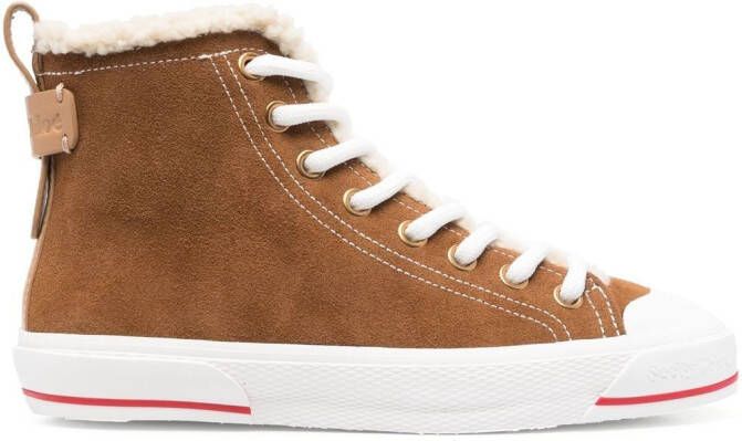 See by Chloé high-top shearling lined sneakers Brown