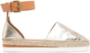 See by Chloé leather raffia espadrilles Gold