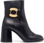 See by Chloé logo-plaque 80mm leather boots Black - Thumbnail 1