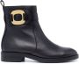 See by Chloé logo-plaque leather boots Black - Thumbnail 1
