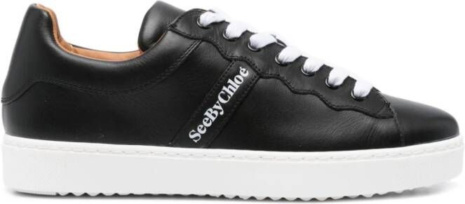 See by Chloé logo-print leather sneakers Black