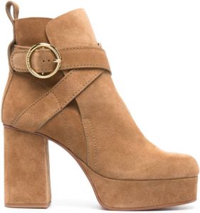 See by Chloé Lyna 97mm suede platform boots Neutrals