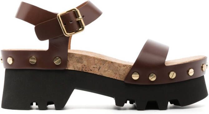 Chloé Owena leather sandals Brown
