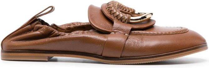 See by Chloé ring-detail leather loafers Brown