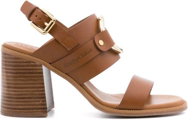 See by Chloé slingback leather sandals Brown