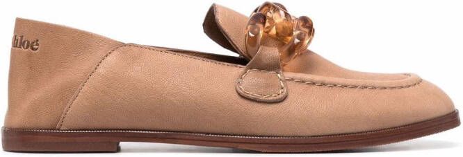 See by Chloé tortoiseshell-effect chain-link loafers Brown