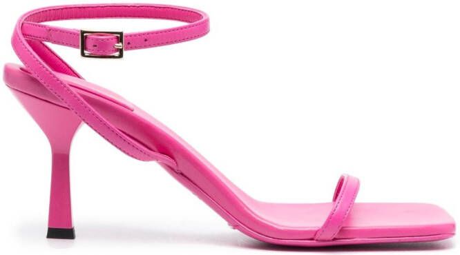 Semicouture buckled square-toe leather sandals Pink