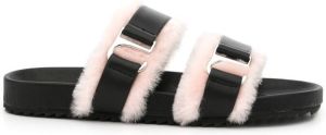 Senso Dalley shearling-trim sandals Black