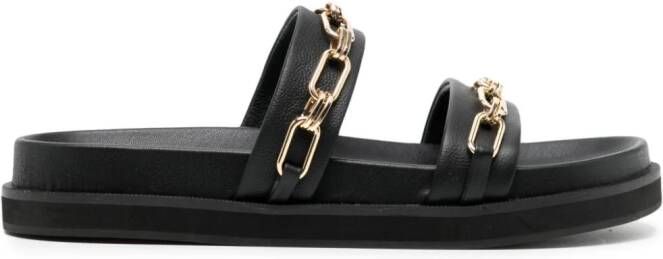 Senso Nova chain-embellished leather sandals Black