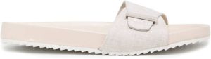Senso open-toe linen flat slides White