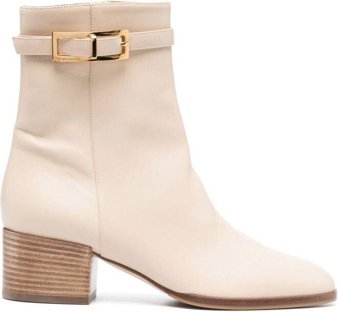 Sergio Rossi 60mm buckle-detail leather boots Neutrals