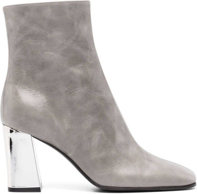 Sergio Rossi 80mm ankle leather boots Grey