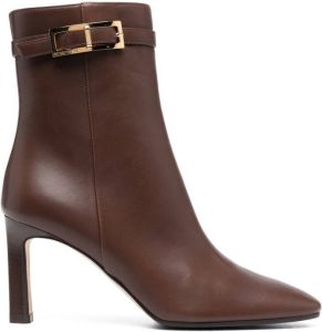 Sergio Rossi 90mm buckle-detail heeled boots Brown