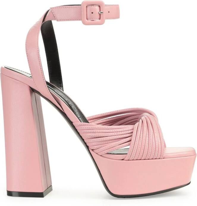 Sergio Rossi Akida leather platform sandals Pink