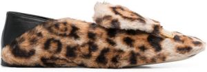 Sergio Rossi animal-pattern slip-on loafers Brown