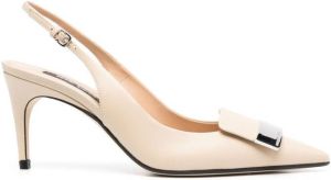 Sergio Rossi buckle-detail 80mm leather pumps Neutrals