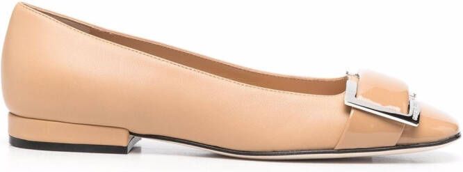 Sergio Rossi buckle-detail leather ballerina shoes Neutrals