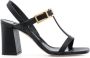 Sergio Rossi buckled T-bar leather sandals Black - Thumbnail 1