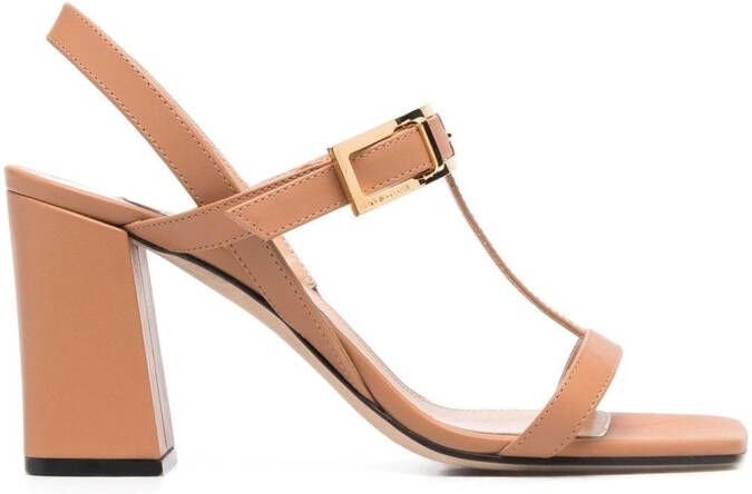Sergio Rossi buckled T-bar leather sandals Brown