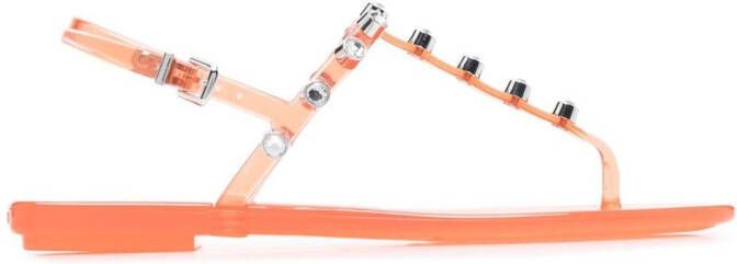 Sergio Rossi crystal-embellished 15mm sandals Orange