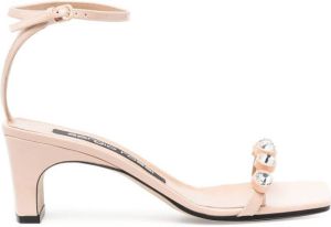Sergio Rossi crystal-embellished 65mm leather sandals Neutrals