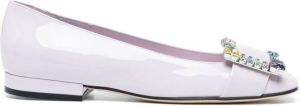 Sergio Rossi crystal-embellished ballerina shoes Purple