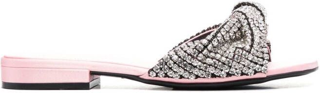 Sergio Rossi crystal-embellished flat sandals Pink