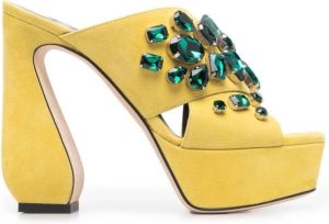 Sergio Rossi crystal-embellished mules Yellow