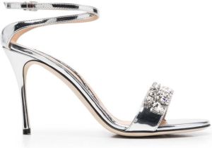Sergio Rossi Godiva 90mm crystal-embellished sandals Grey