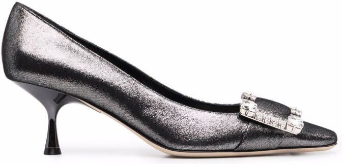 Sergio Rossi crystal-embellished square-toe pumps Black