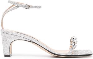 Sergio Rossi gem embellished square-toe sandals Silver