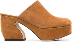 Sergio Rossi heeled leather suede mules Brown