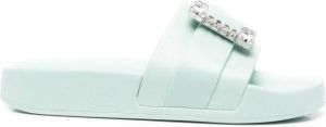 Sergio Rossi Jelly embellished-buckle slides Green